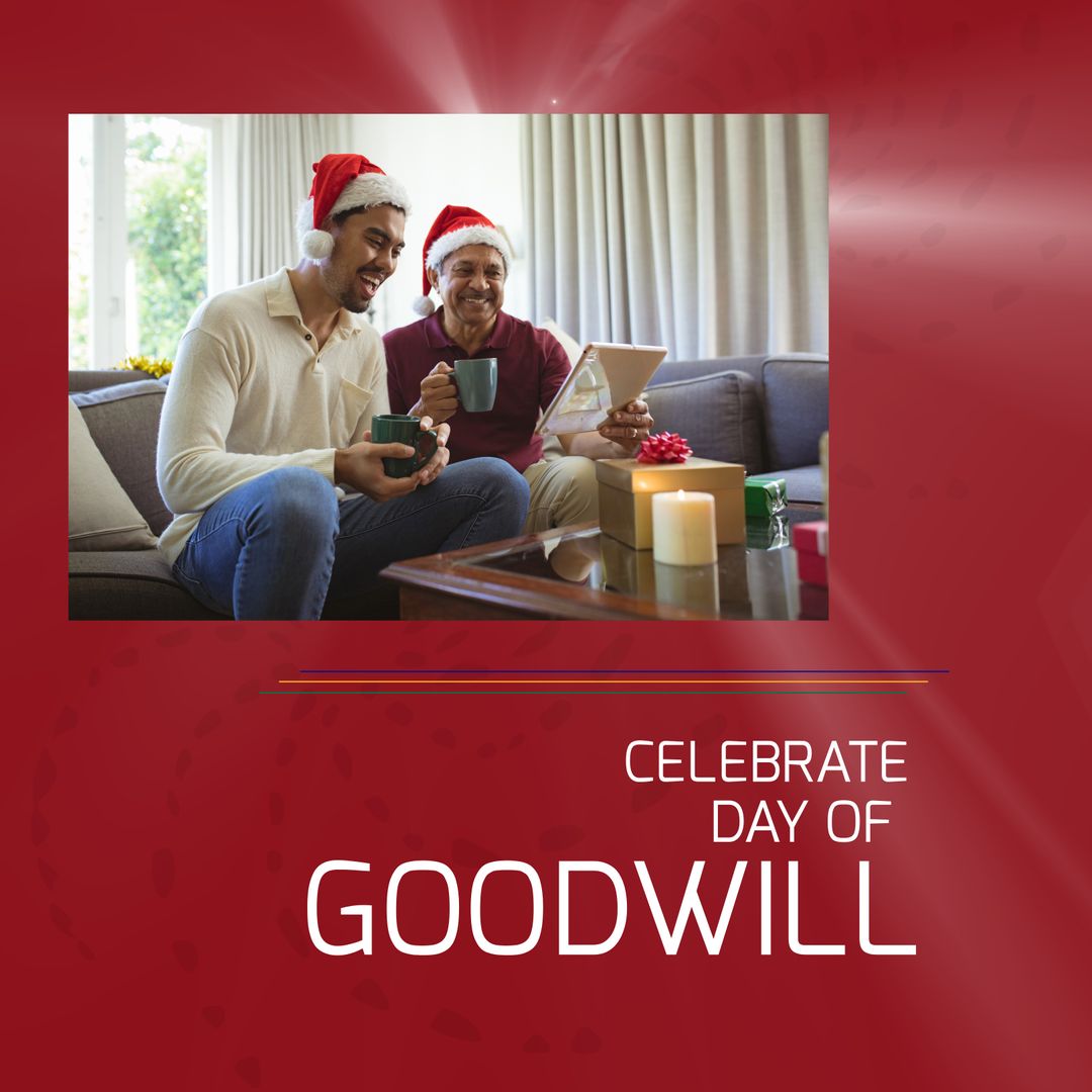 Biracial People Celebrating Day of Goodwill with Festive Cheer