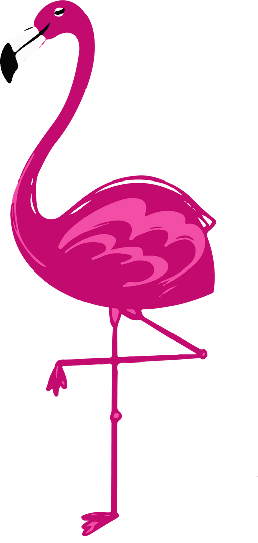 Stylized Pink Flamingo Vector Art on Transparent Background