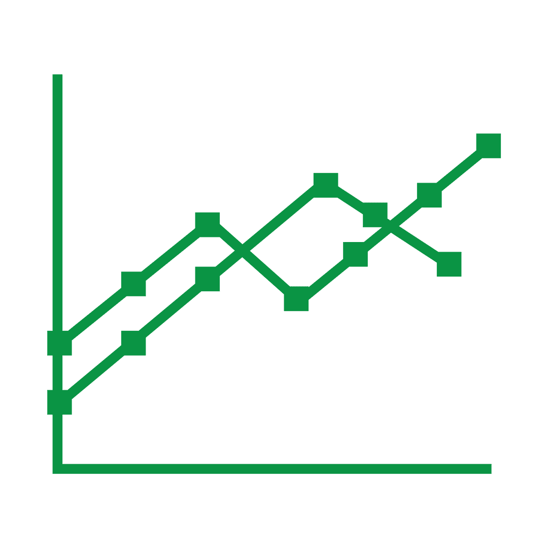 Transparent Green Line Chart Illustrating Data Analysis Trends