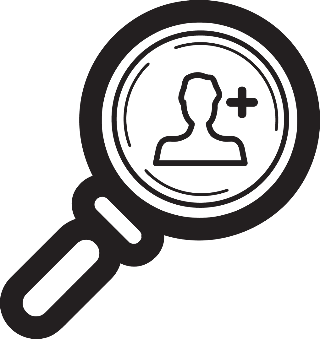 Transparent Magnifying Glass with Person Icon