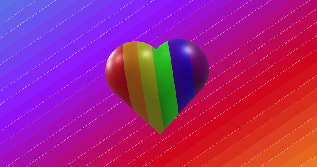 Vibrant Rainbow Heart on Striped Gradient Background