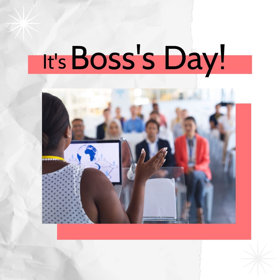 African American Woman Leading Presentation on Boss's Day