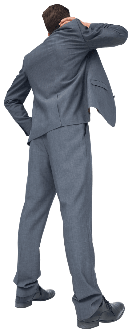 Rear View Businessman Posing on Transparent Background