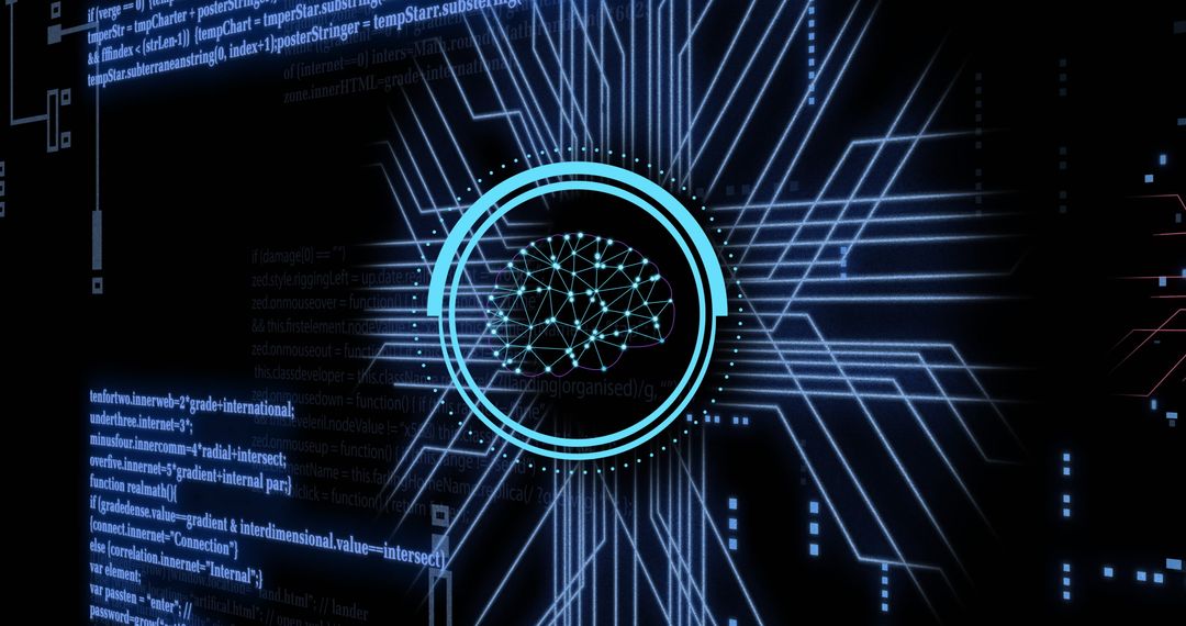 Artificial Intelligence Concept with Digital Brain and Neural Network