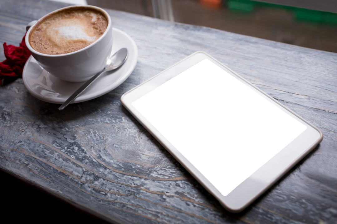 Transparent Coffee Cup with Cappuccino Beside Digital Tablet - Download Free Stock Images Pikwizard.com