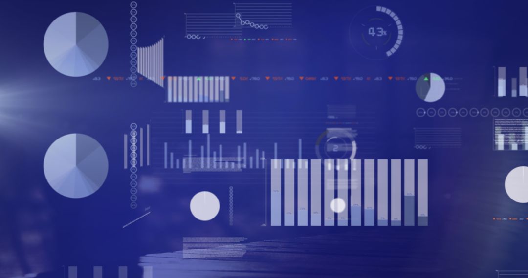 Digital Financial Data Over Industrial Background with Business People