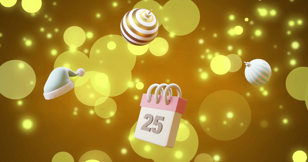 Festive Christmas Ornaments on Sparkling Lights Background