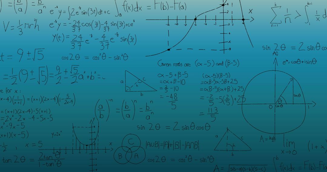 Complex Mathematical Formulas Overlay Green Background