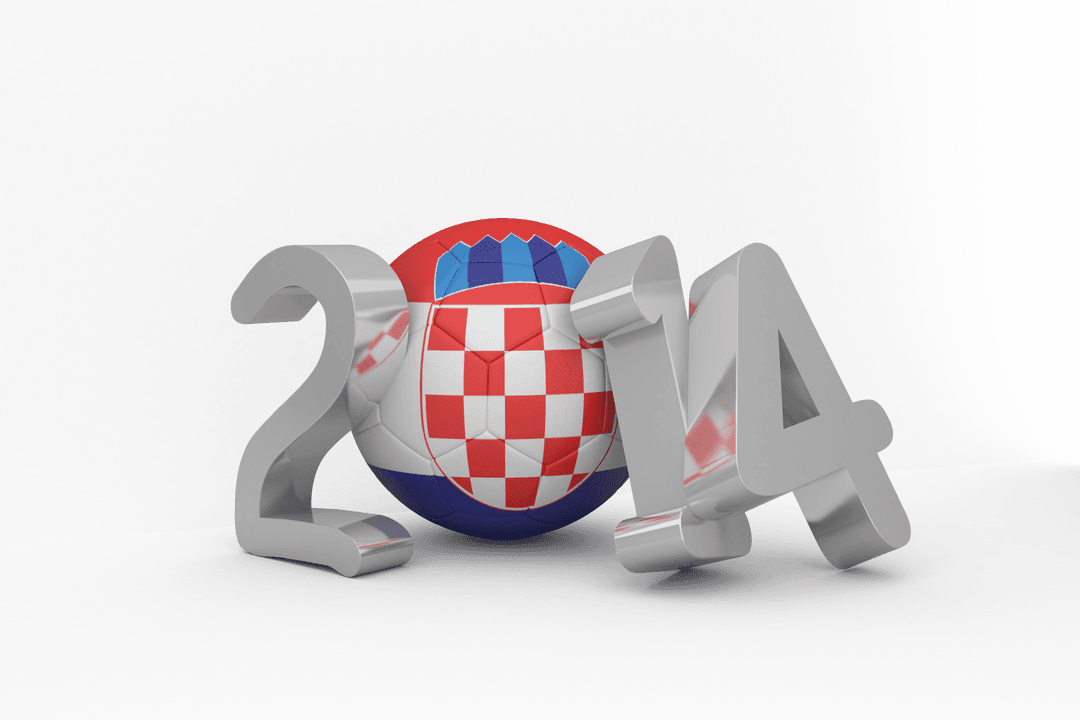 Transparent 2014 Text with Croatian Flag Ball Design