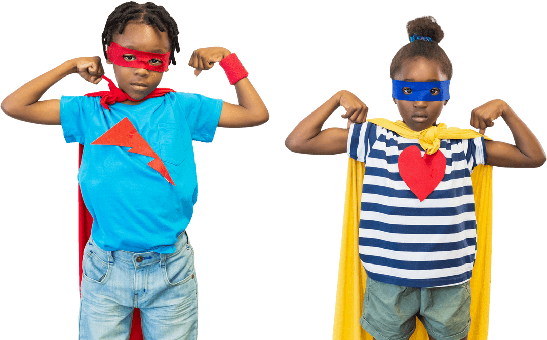 Energetic Kids in Transparent Superhero Costumes