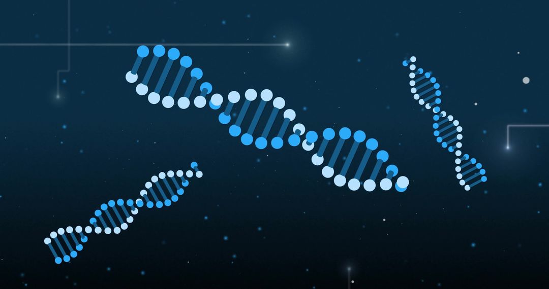 Digital DNA Strands Floating Over Futuristic Data Background