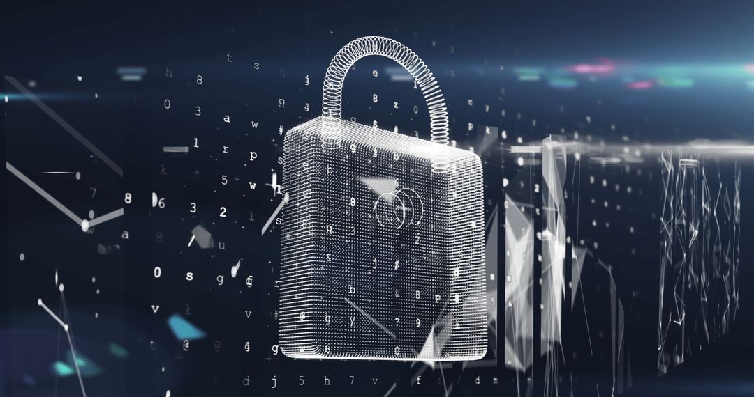Digital Padlock Symbolizing Online Security with Coding Elements