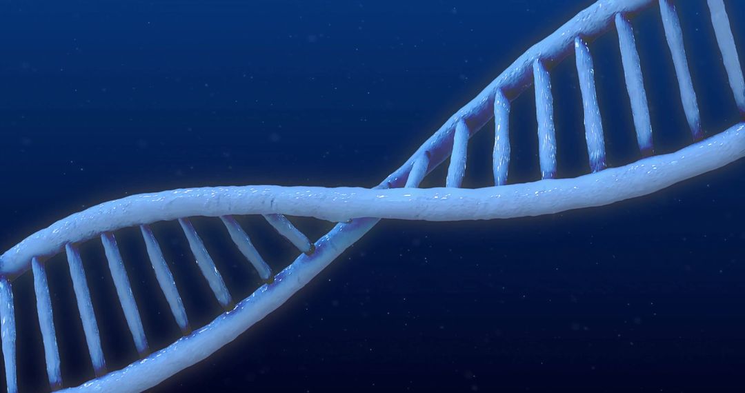 3D Illustration of DNA Strand Against Blue Background