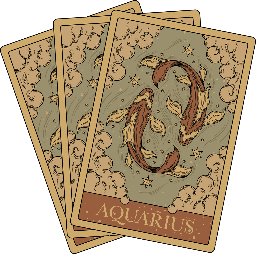 Transparent Zodiac Tarot Cards with Fish and Stars Design