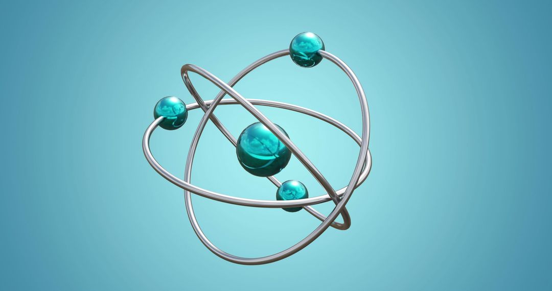 Spinning 3D Atom Model on Blue Background - Free Images, Stock Photos and Pictures on Pikwizard.com