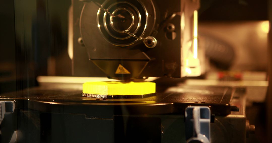 Close-Up of 3D Printer Printing Yellow Object - Free Images, Stock Photos and Pictures on Pikwizard.com