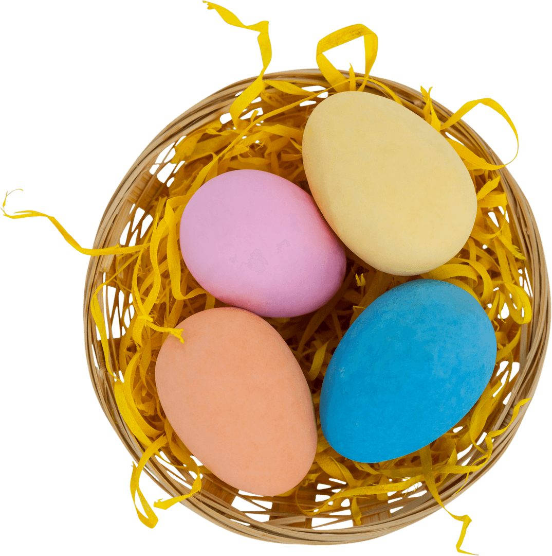 Transparent Easter Eggs in Wicker Basket