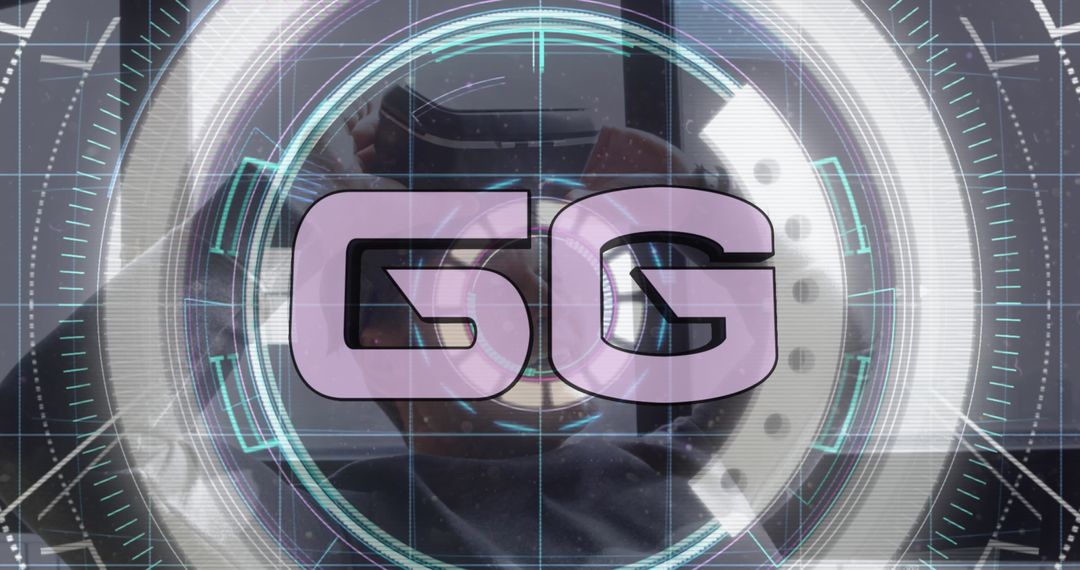 6G Technology Concept with VR Headset and Scanning Interface