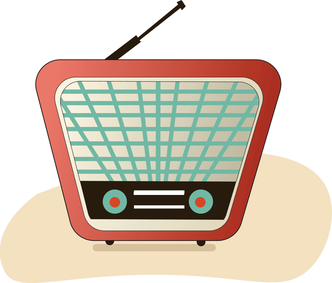 Vintage Television Set on Transparent Beige Background Illustration