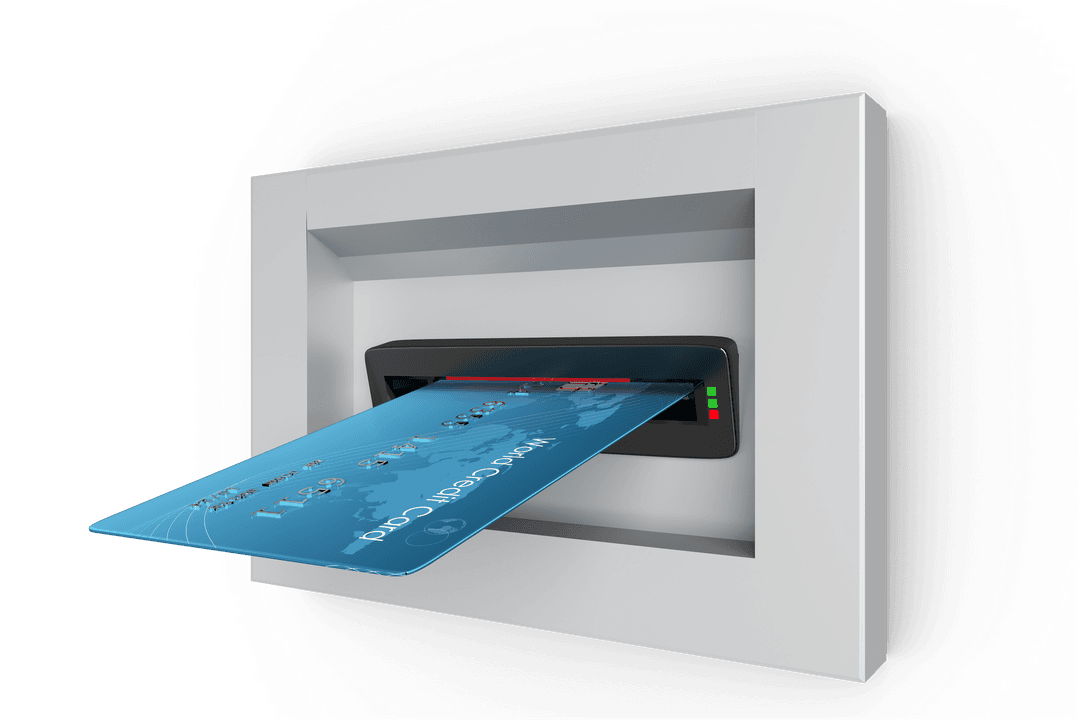 Transparent Credit Card in ATM Concept Illustration