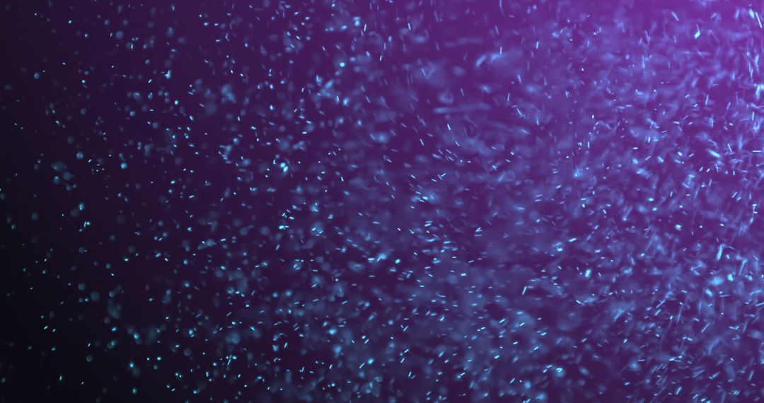 Glowing Blue Particles on Purple Background with Copy Space