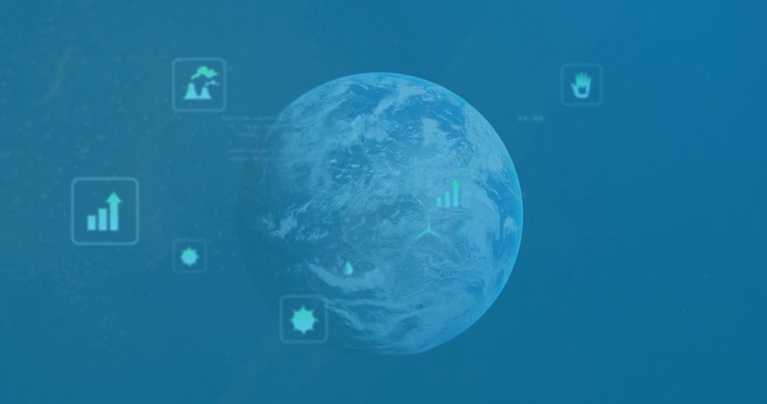 Digital Data Processing Over Globe with Graphics Overlay