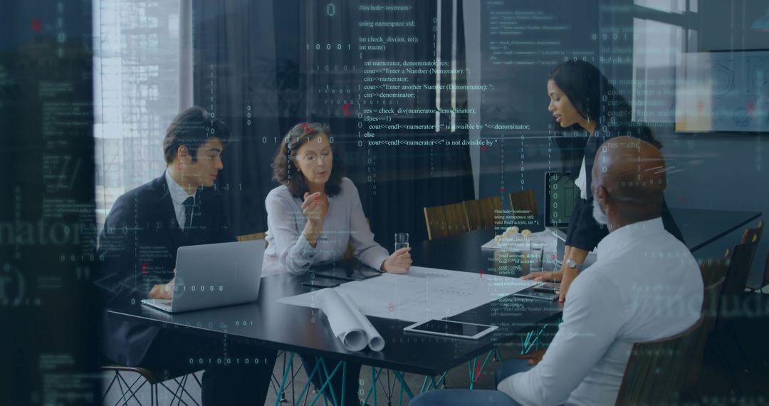 Team Analyzing Data and Strategy in Modern Office