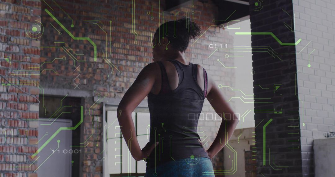 Modern Woman Embracing Fitness with Technological Innovation