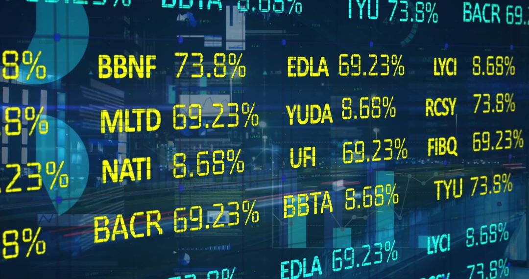 Dynamic Financial Data on Digital Display Showing Stock Market Insights