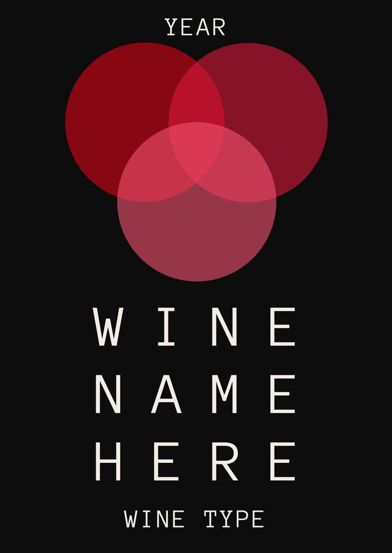 Modern Wine Label Template with Overlapping Circles on Dark Background - Download Free Stock Templates Pikwizard.com