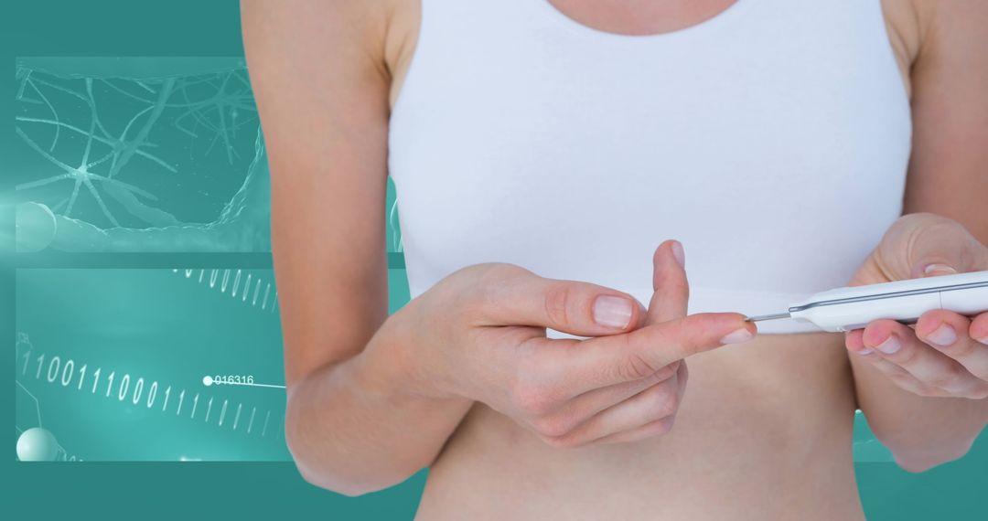 Woman Using Glucose Meter for Diabetes Management