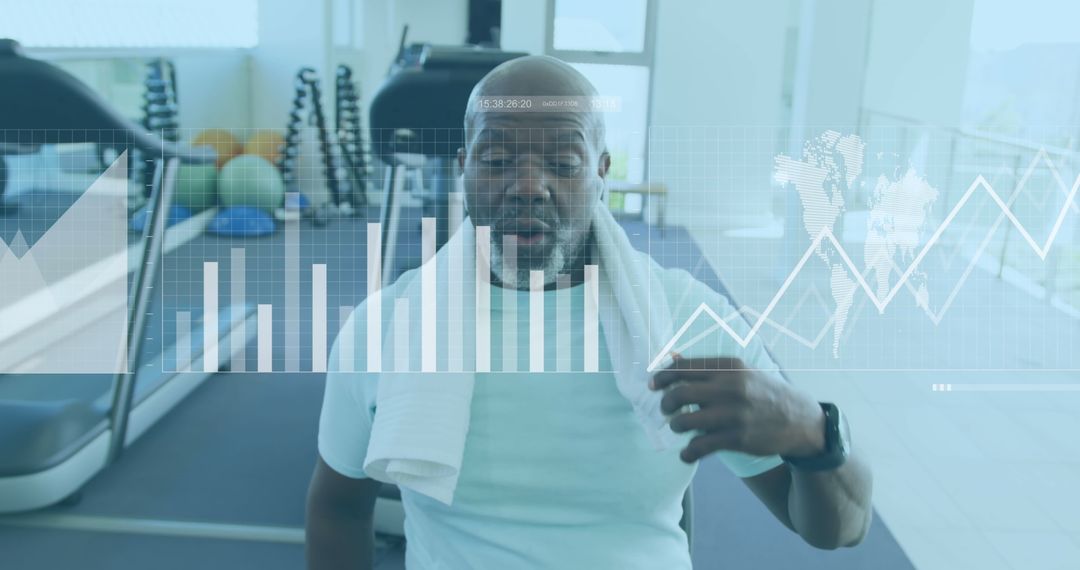 Fitness and Business Progress Concept with African American Man