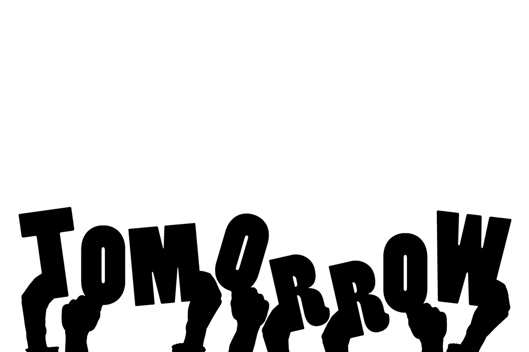 Hands Holding Transparent Tomorrow Text with Silhouette Effect