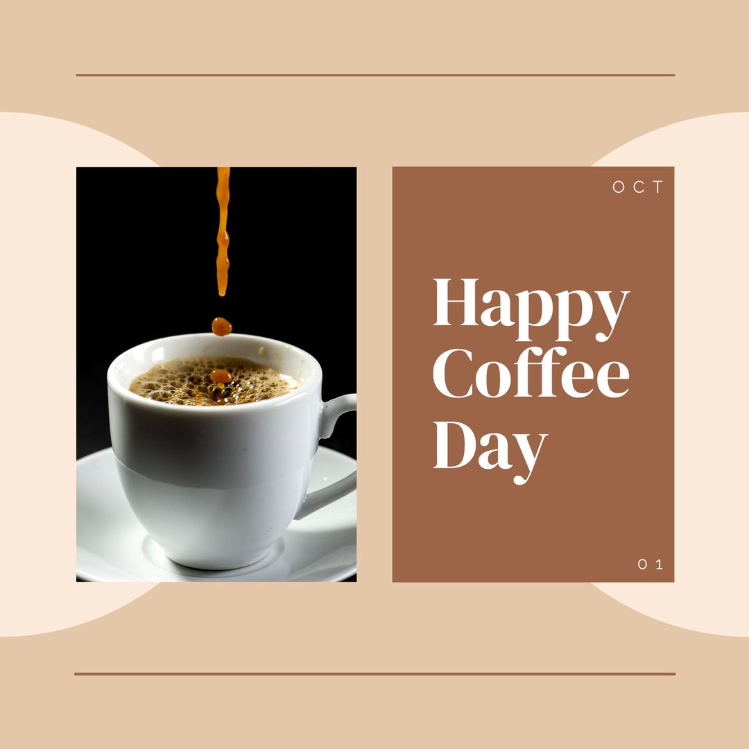 International Coffee Day Celebration Card with Pouring Coffee - Download Free Stock Templates Pikwizard.com