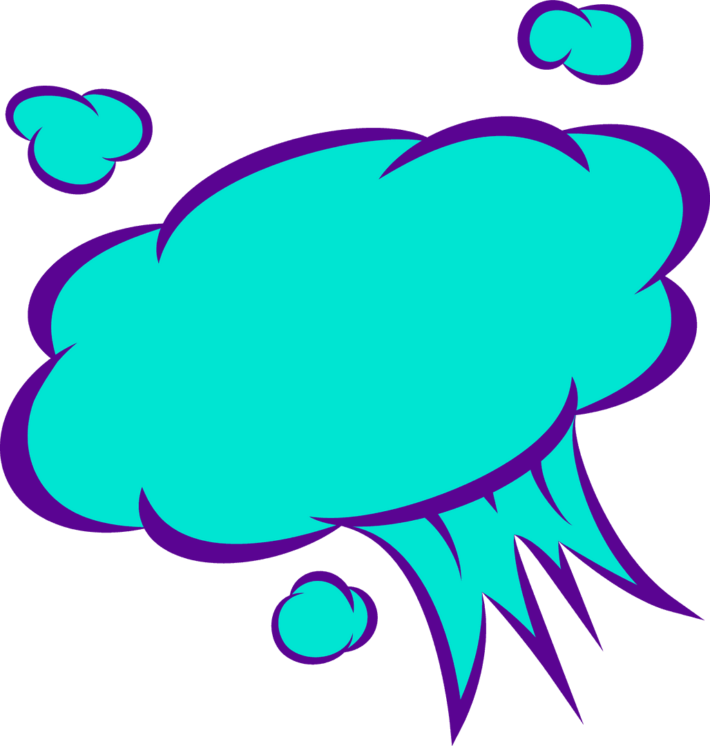 Vibrant Pop Art Comic Style Cloud with Jagged Tail Graphic