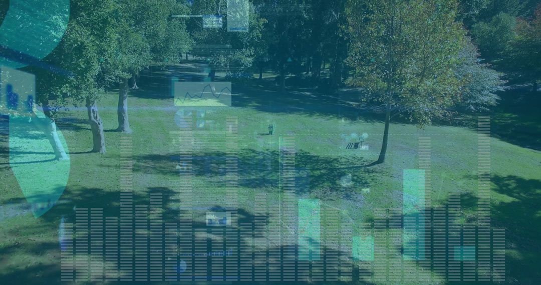 Augmented Reality Technology Overlays in Tranquil Park Setting
