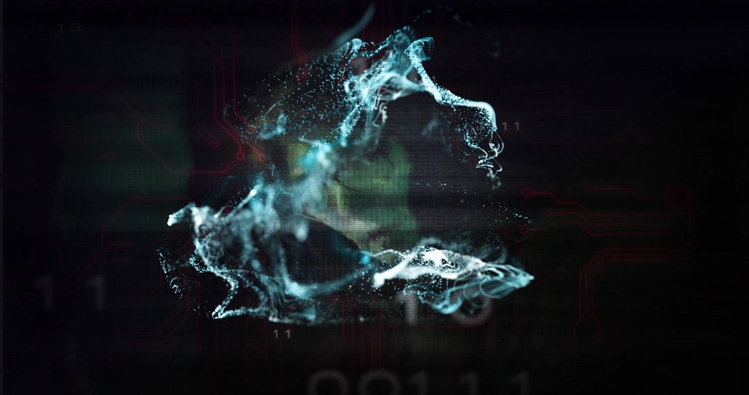 Glowing Particle Cloud with Binary Code in Virtual Space