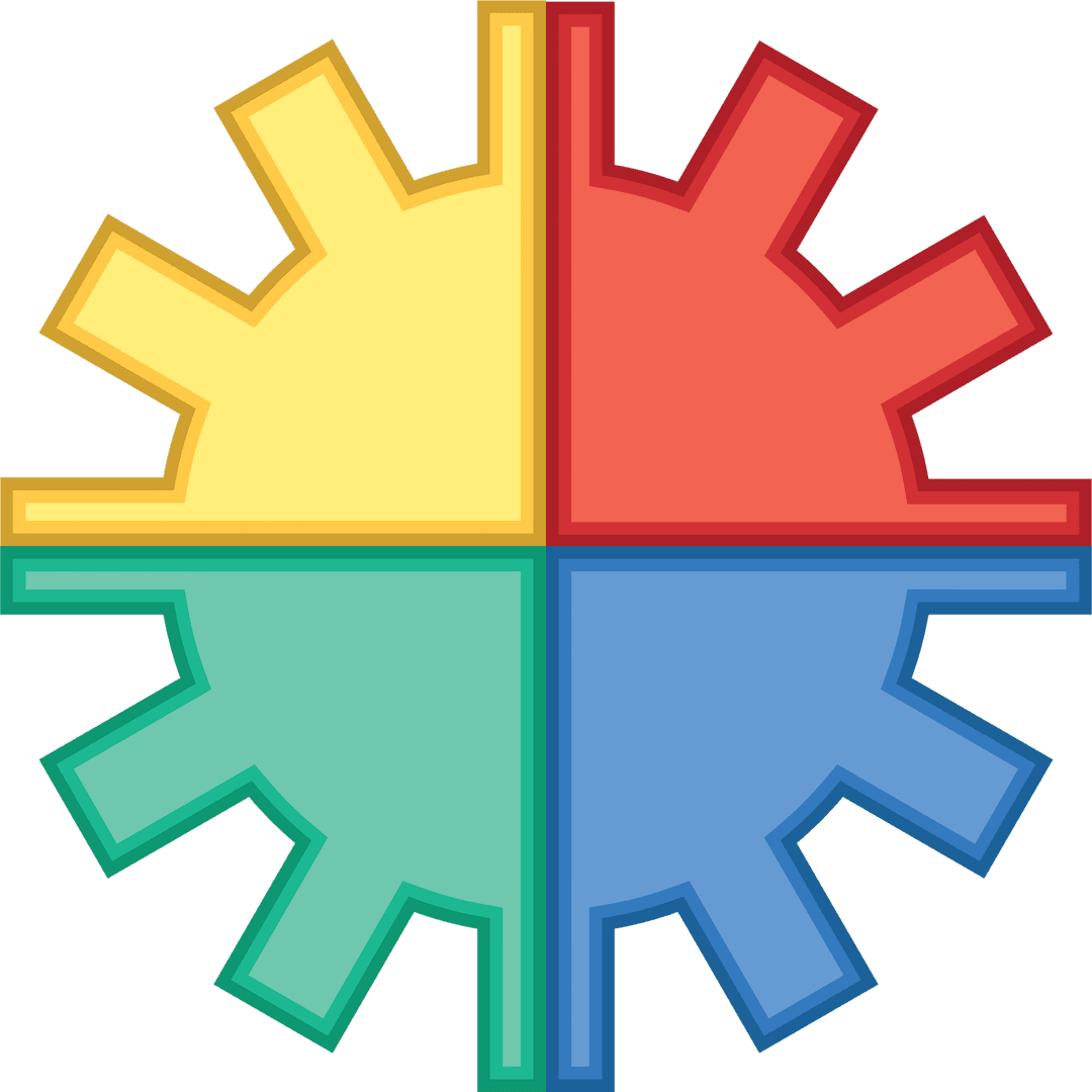 Colorful Interlocking Gear Icons on Transparent Background Vector