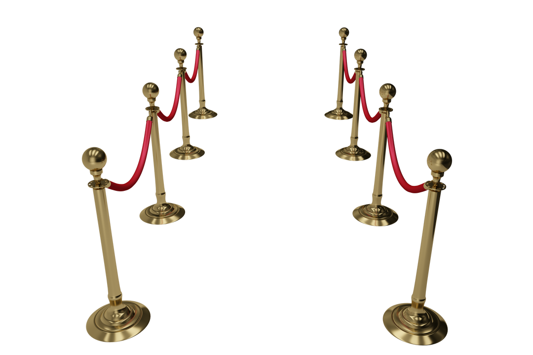 Transparent View of Queue Barrier Poles with Red Rope Separators - Download Free Stock Images Pikwizard.com