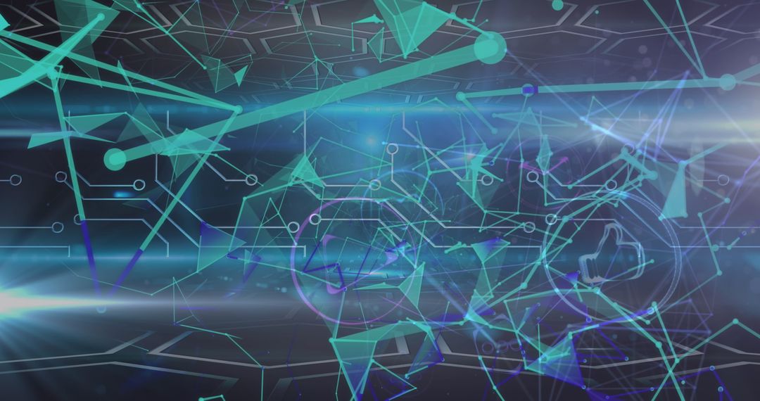 Futuristic Digital Network with Geometric Lines and Shapes