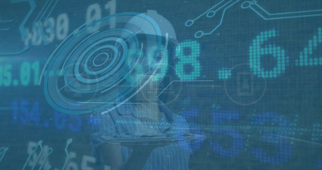 Businesswoman Integrating Digital Interface Technology