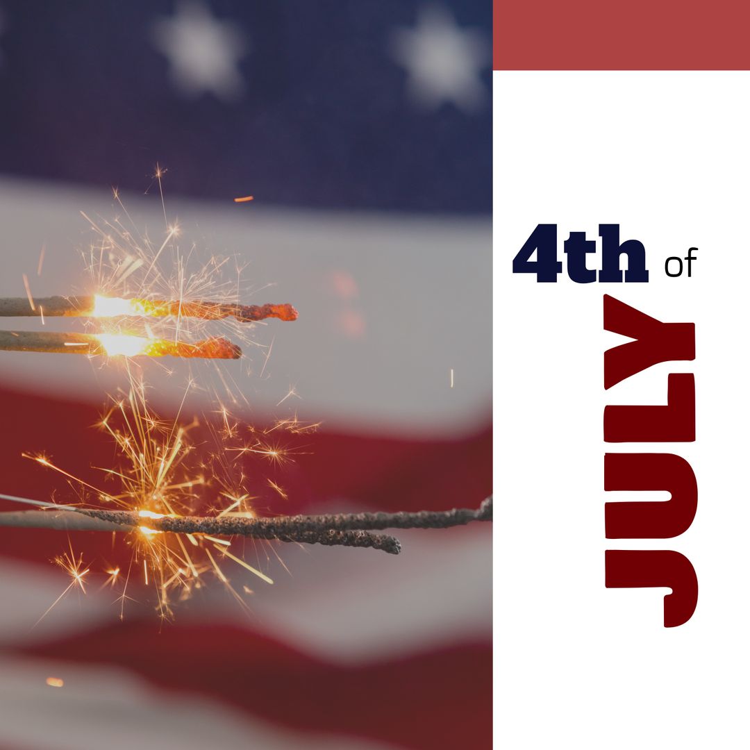 4th of July Banner with Sparklers and USA Flag