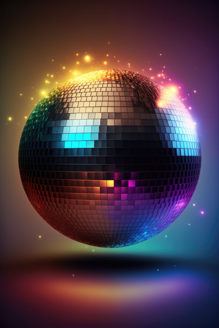 Disco ball with light spots over colorful background created using generative ai technology - Free Images, Stock Photos and Pictures on Pikwizard.com