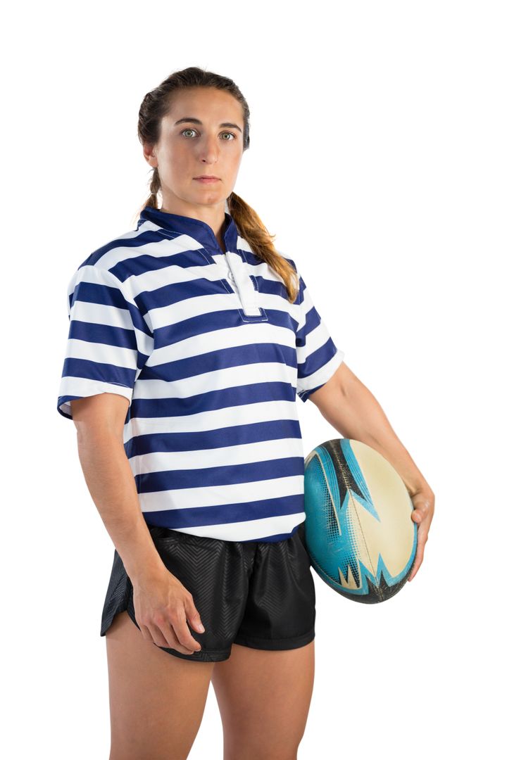 Serious Female Rugby Player Holding Ball - Free Images, Stock Photos and Pictures on Pikwizard.com