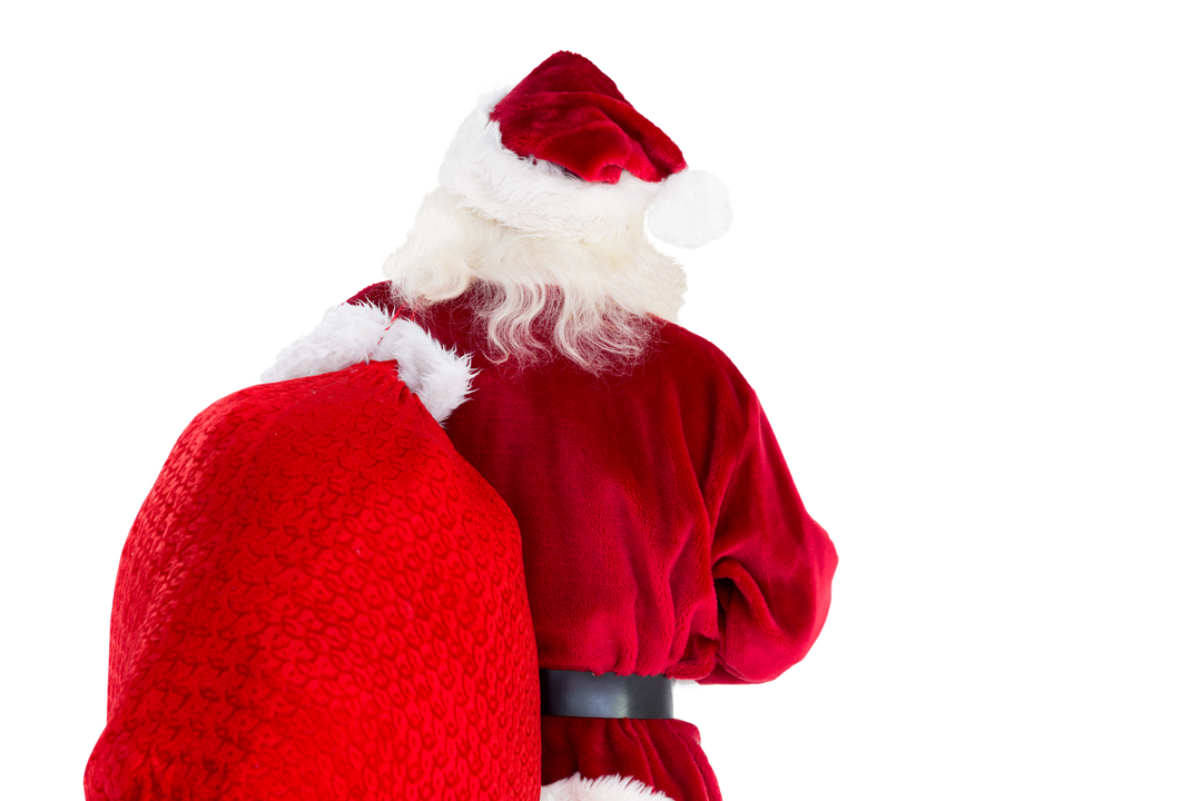 Transparent Santa Claus Carrying Red Sack Viewed from Back - Download Free Stock Images Pikwizard.com