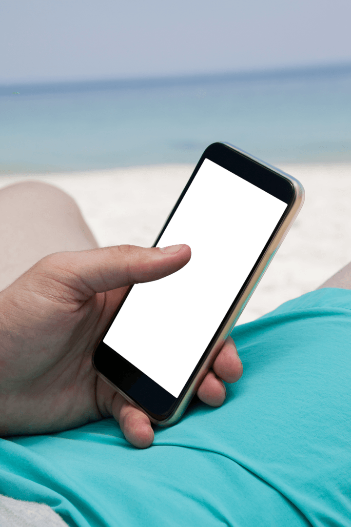 Transparent Smartphone Browsing on Sunny Beach