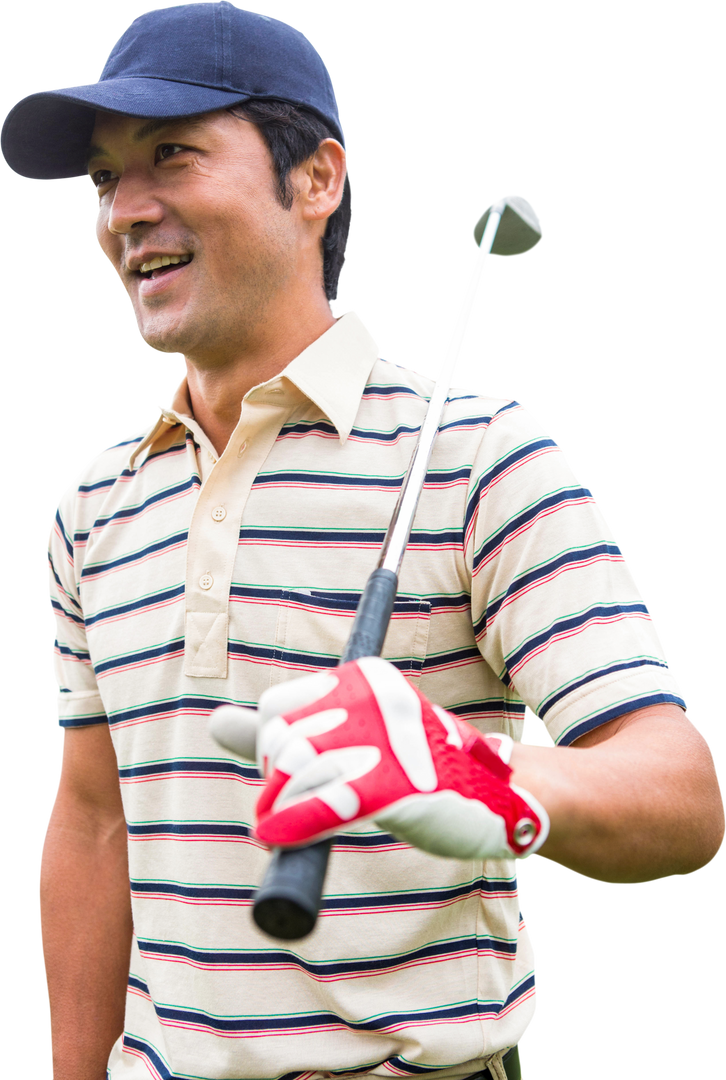 Happy Asian Golf Player Smiling Holding Driver on Transparent Background - Download Free Stock Images Pikwizard.com