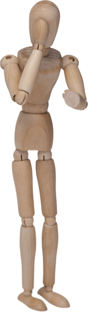Standing Wooden Mannequin with Transparent Background
