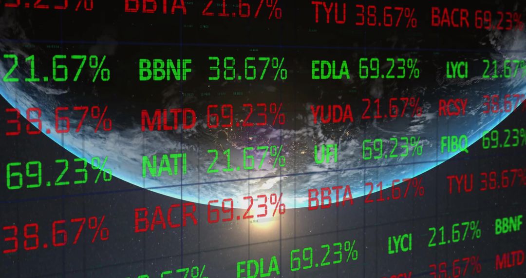 Financial Data Stream over Globe with Digital Interface