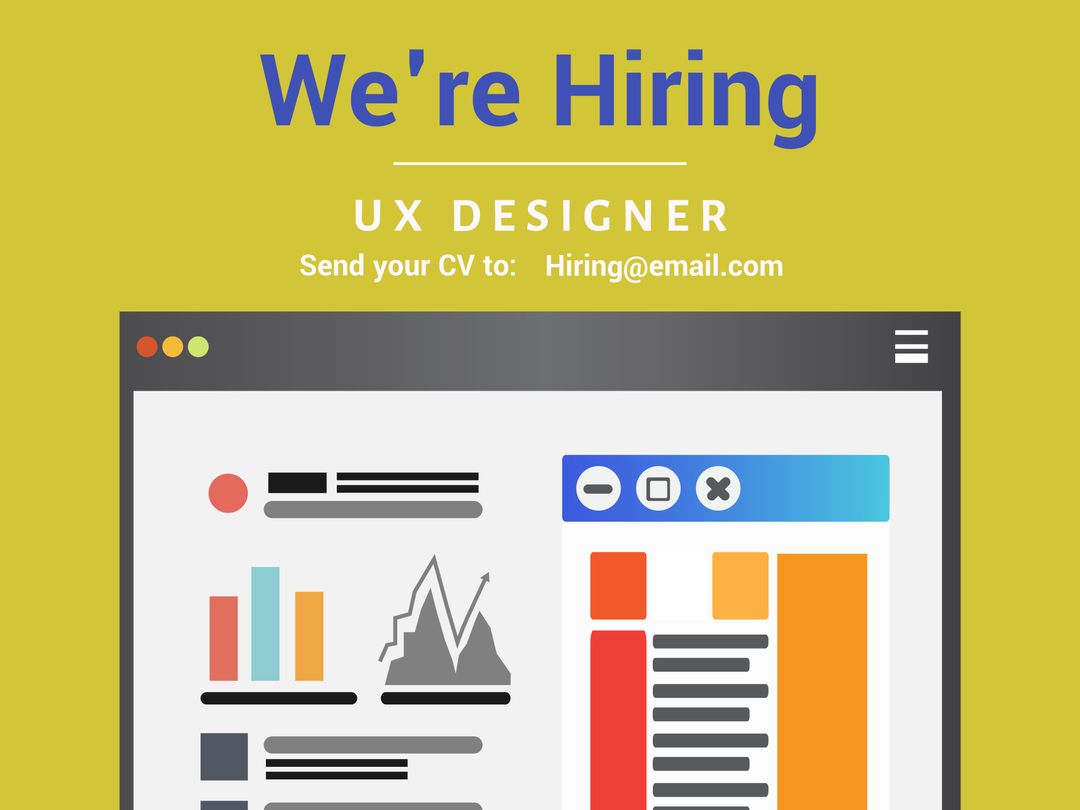 We're Hiring Advertisement for UX Designer with Creative Elements - Download Free Stock Templates Pikwizard.com